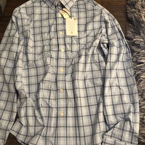 mens blue plaid casual button down